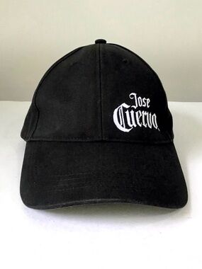 Jose Cuervo Tequila Black Hat Cap Embroidered Lettering Adjustable Back Strap